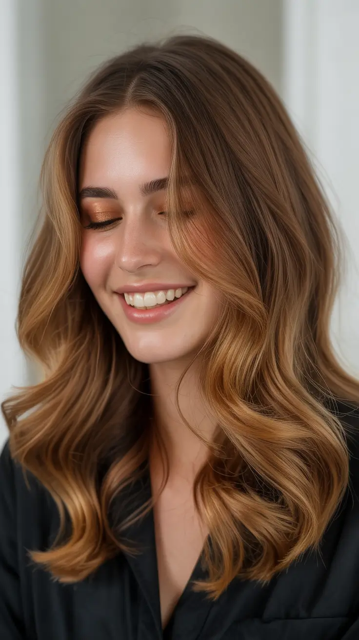 honey brown hair color 2026 Amber Smile Waves