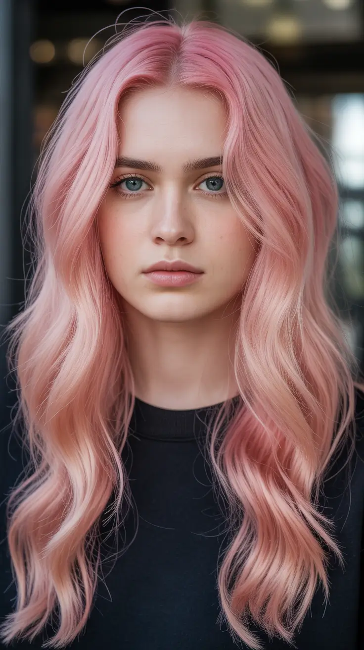 Hot pink hair color 2026 Peach Dust Elegance