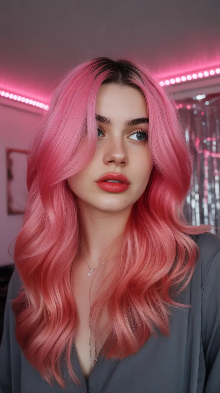 Hot pink hair color 2026 Glossy Candy Curtain