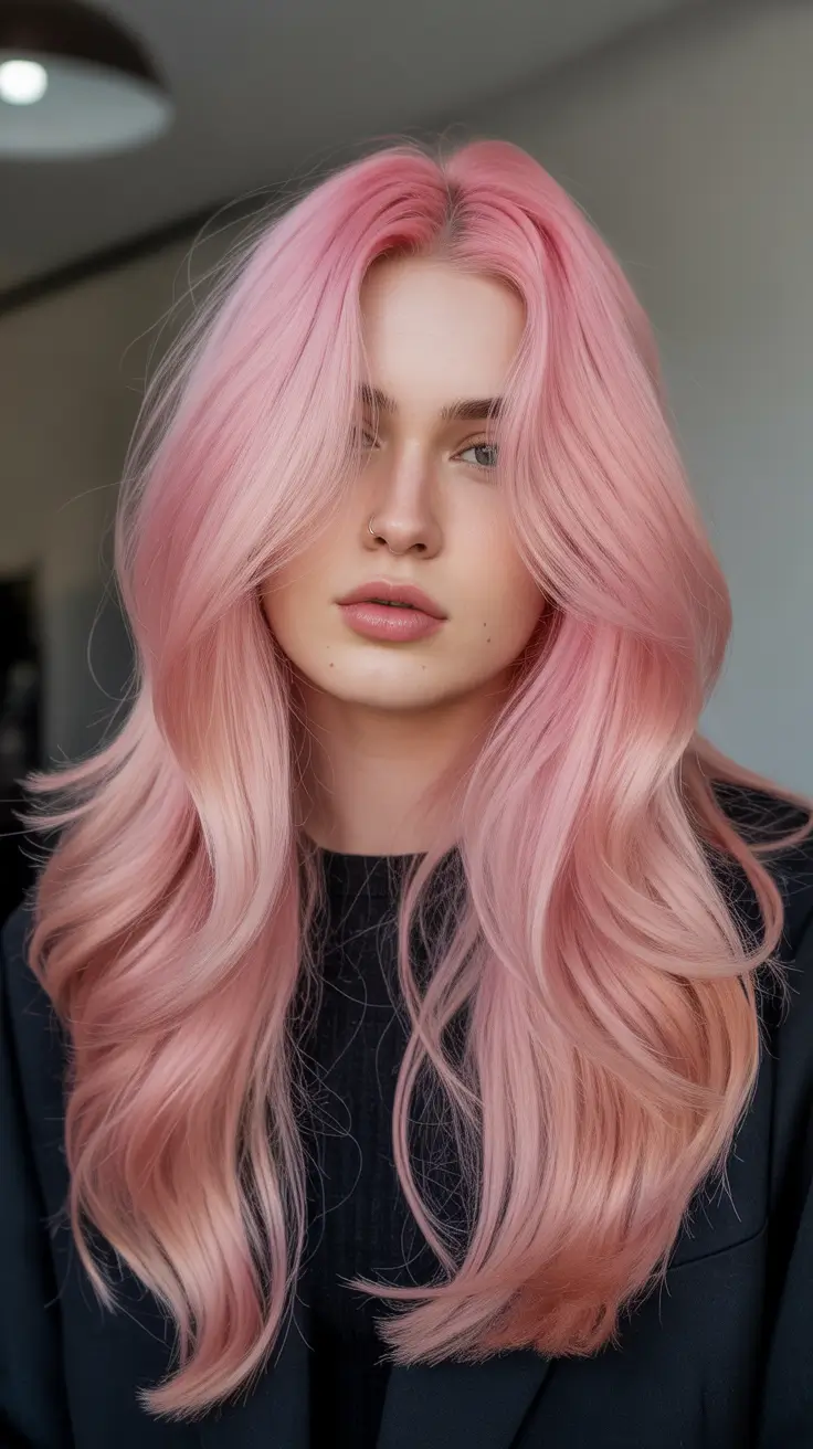 Hot pink hair color 2026 Petal Silk Layers