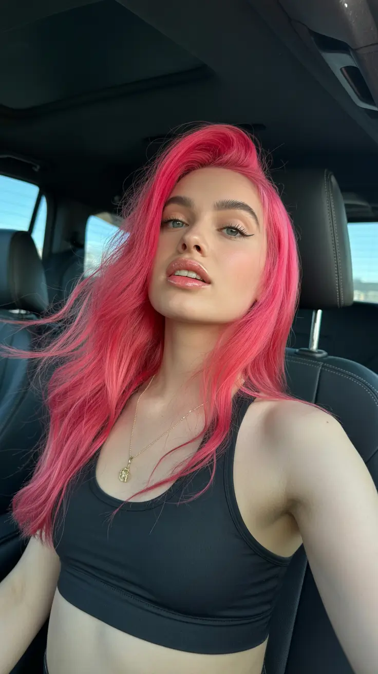 Hot pink hair color 2026 Sporty Glow Pink