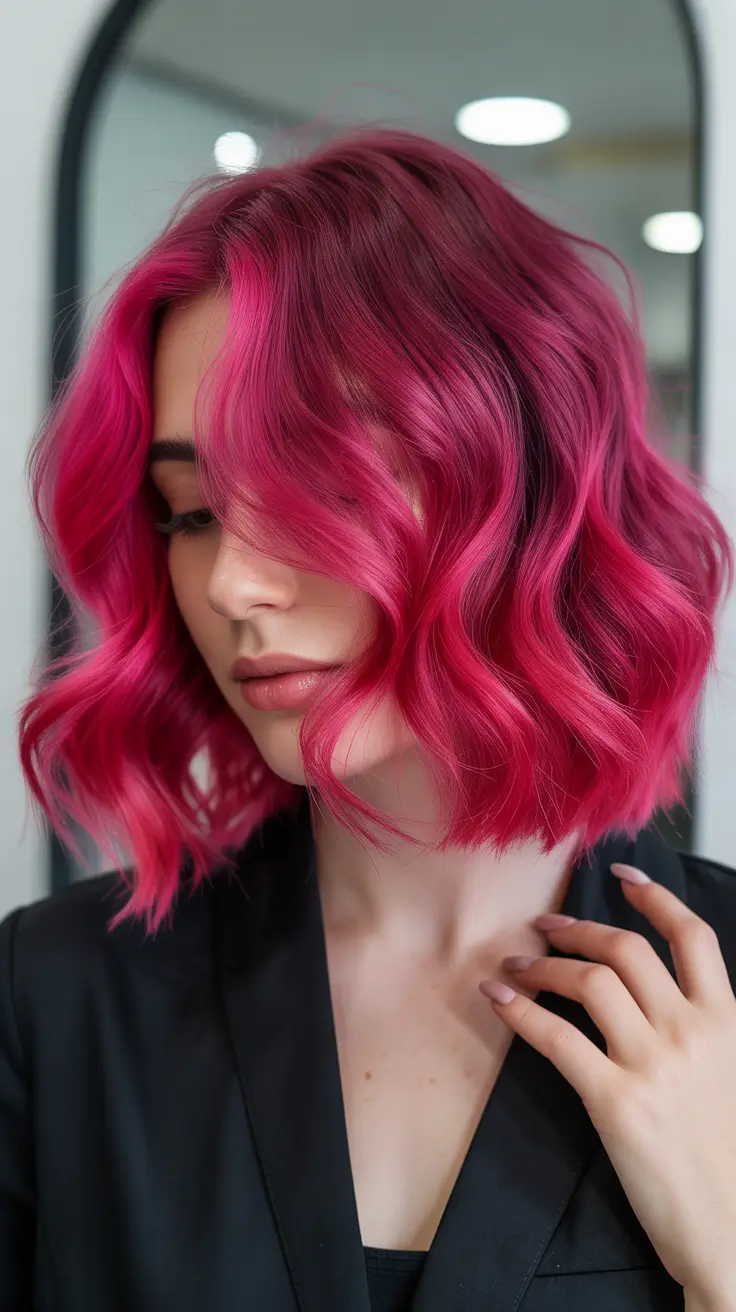 Hot pink hair color 2026 Berry Silk Bob
