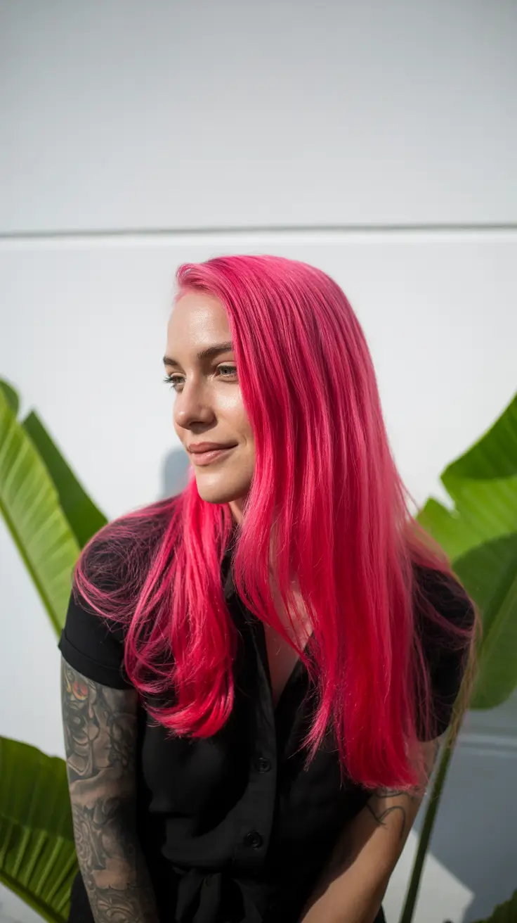 Hot pink hair color 2026 Electric Orchid Length