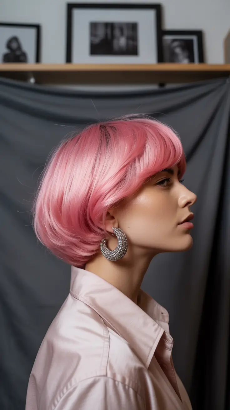 Hot pink hair color 2026 Bubble Blush Bob