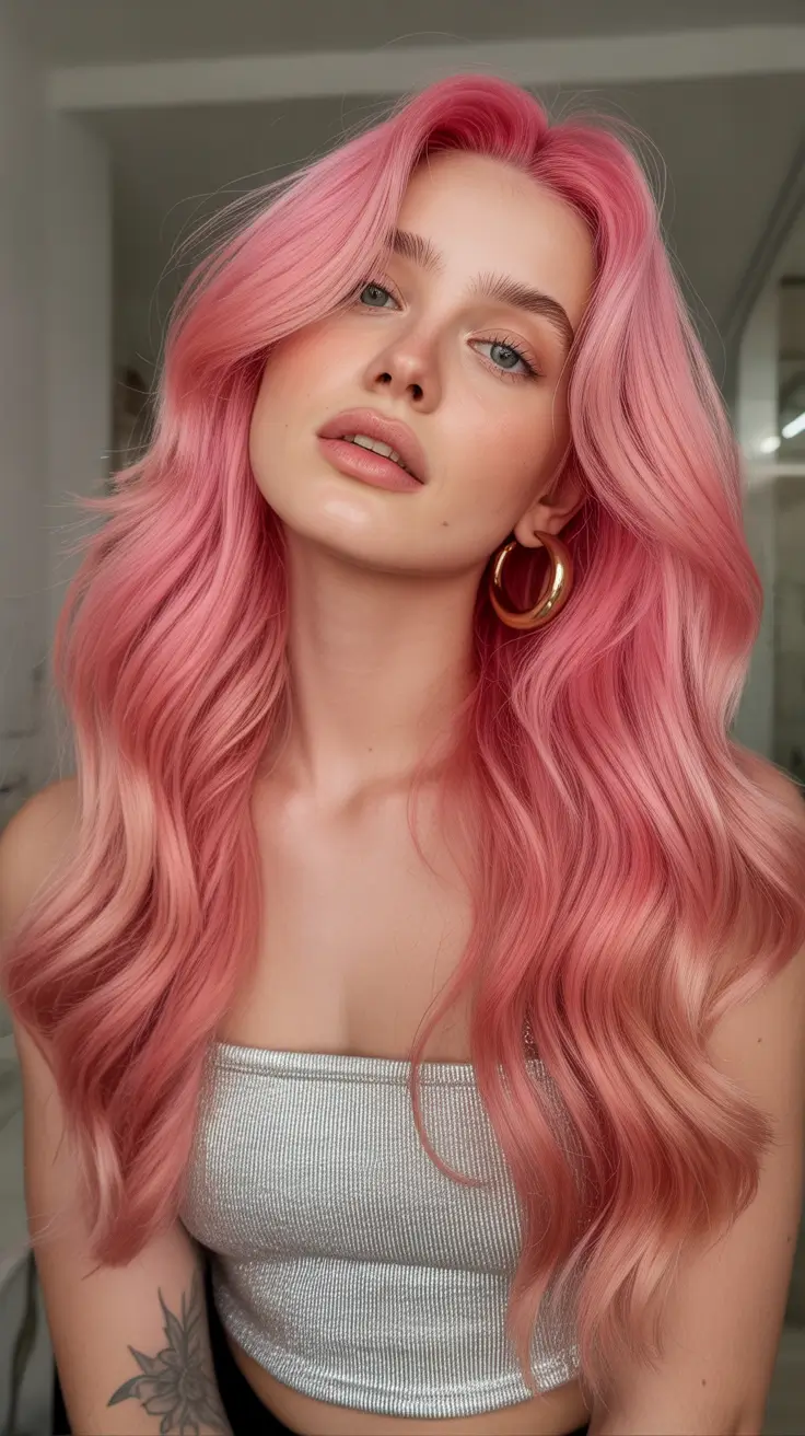 Hot pink hair color 2026 Champagne Rose Lengths