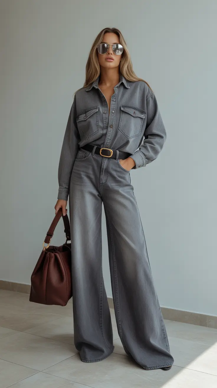 Jeans outfits for women 2026 - Monochrome Grey Glamour