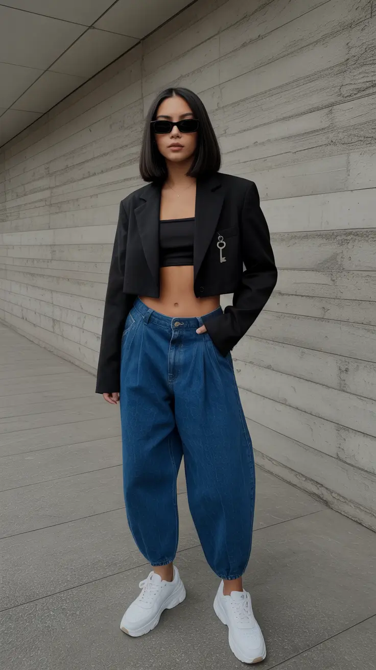 Jeans outfits for women 2026 - Modern Barrel Denim and Cropped Power