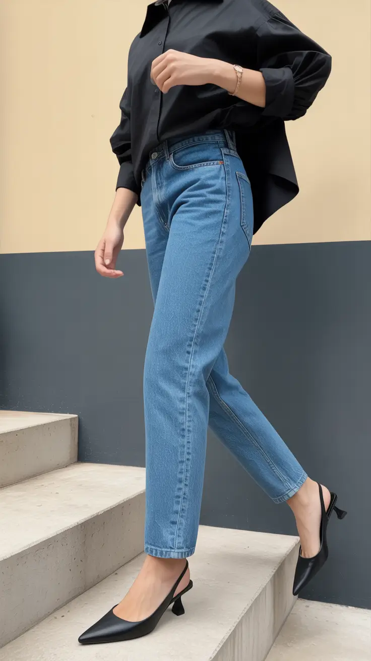 Jeans outfits for women 2026 - Polished Minimalism in Black and Blue