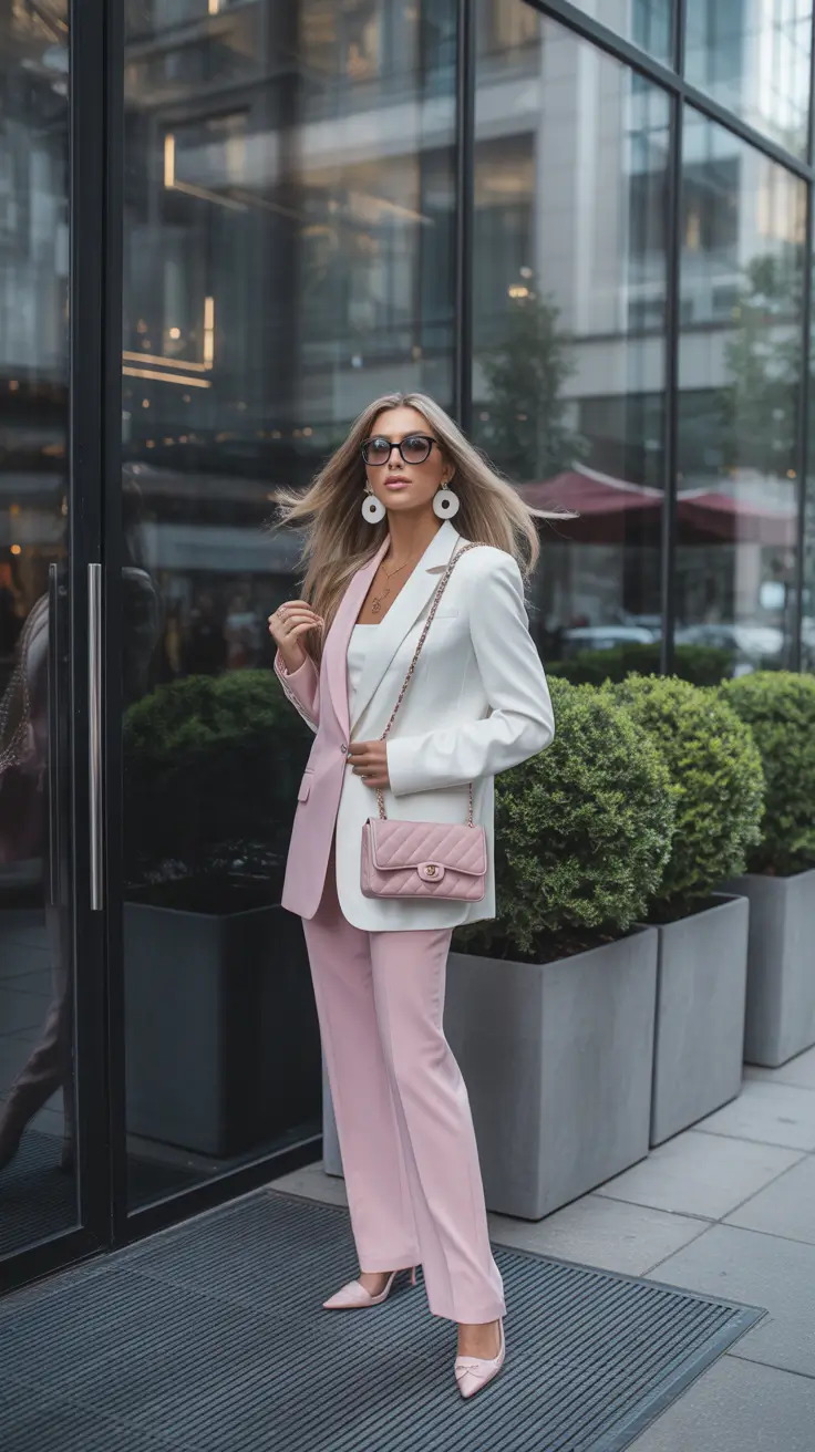 Modern office outfits for work 2026 - Pastel Precision: Blushing Into Business