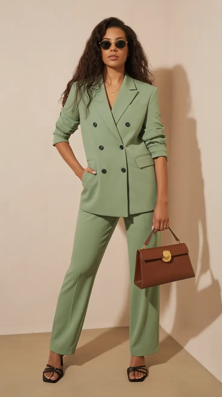 Modern office outfits for work 2026 - Mint-Toned Minimalism with a Modern Edge