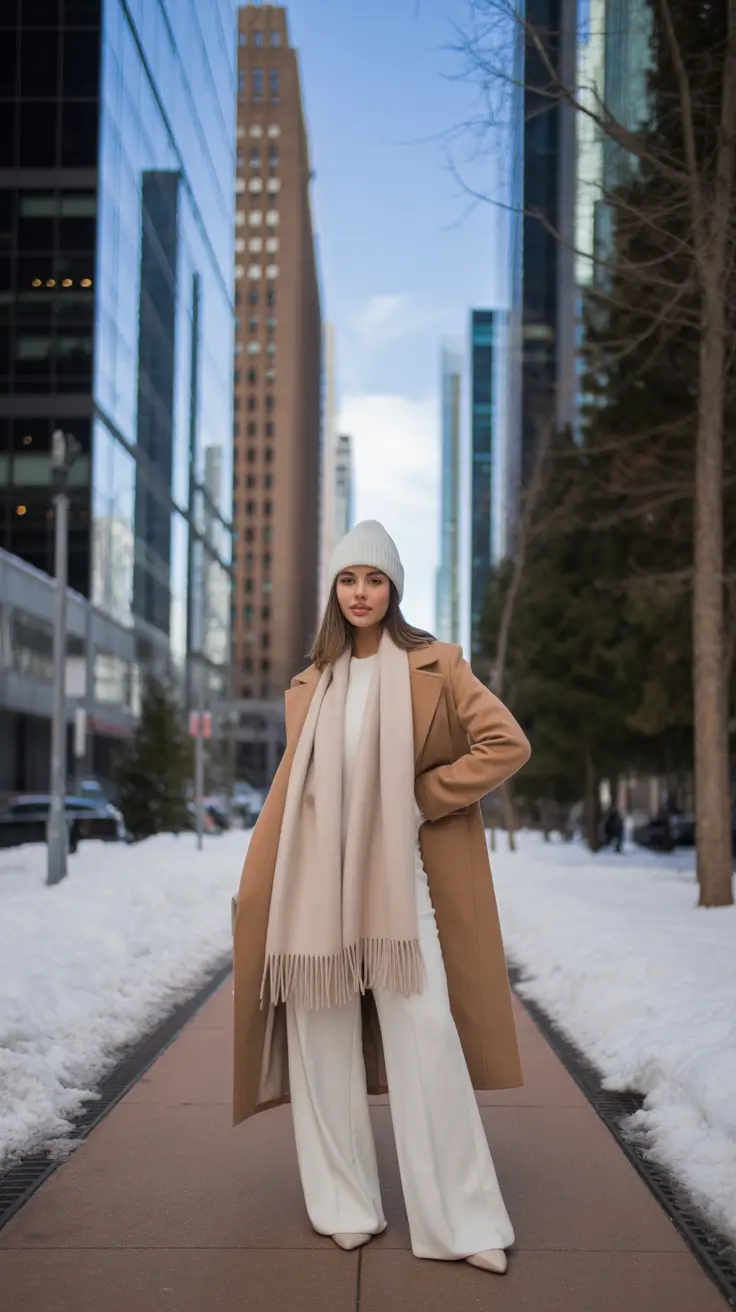 new york outfits winter cold weather Warm Tones for Winter Serenity