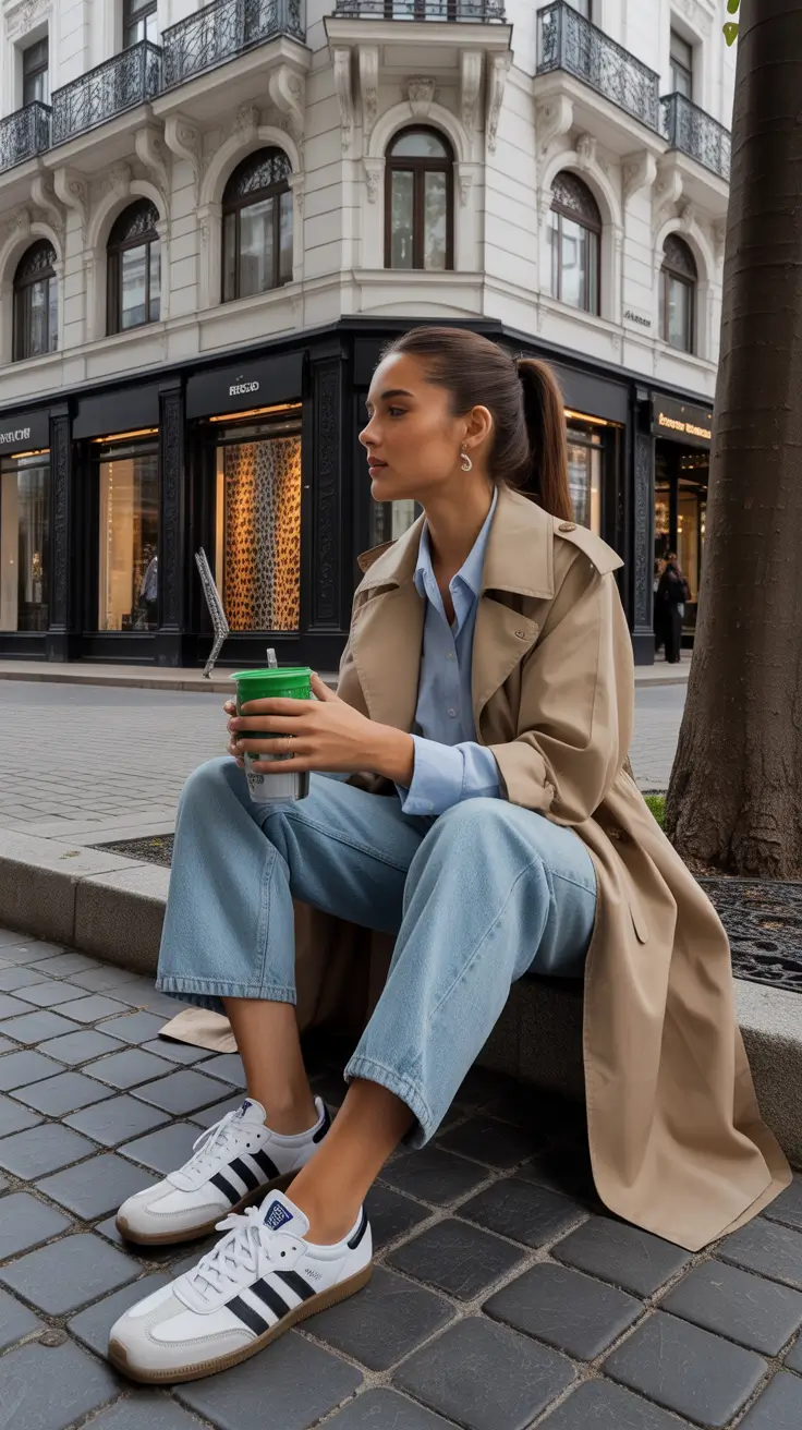 new york outfits spring Trench and Coffee Morning Uniform