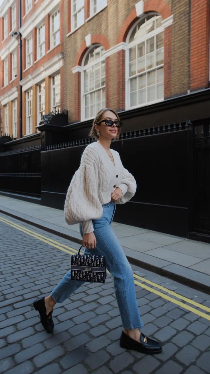 new york outfits autumn Cozy Knit and Denim Harmony