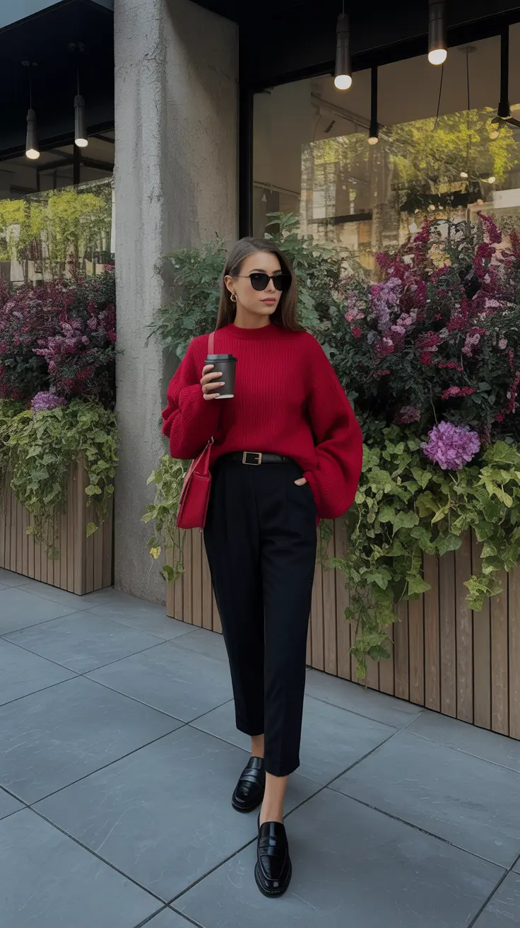 new york outfits autumn Crimson Confidence for Autumn Days