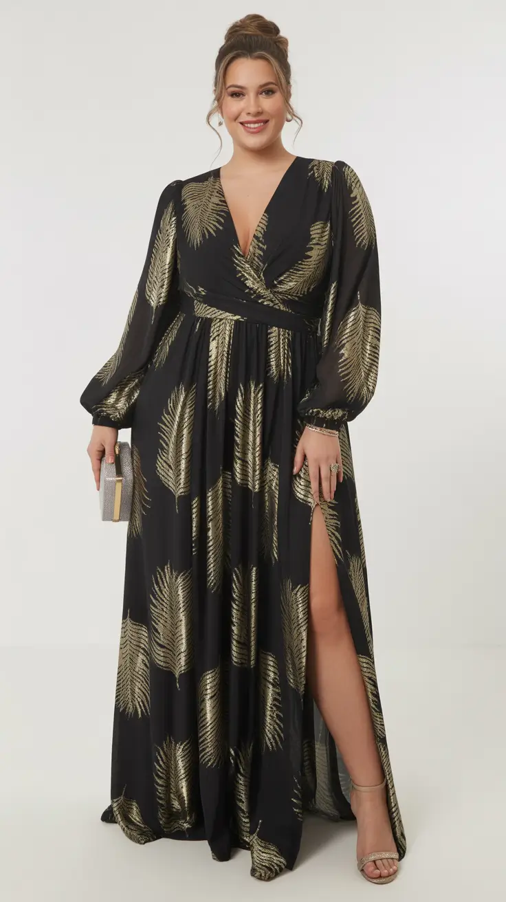 plus size outfits woman ideas Golden Glamour Moment