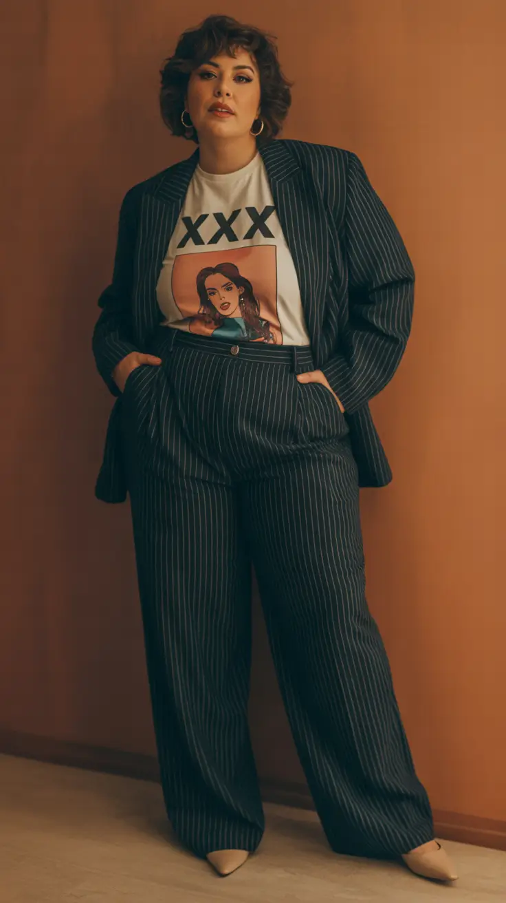 plus size outfits woman ideas Pinstripe Attitude