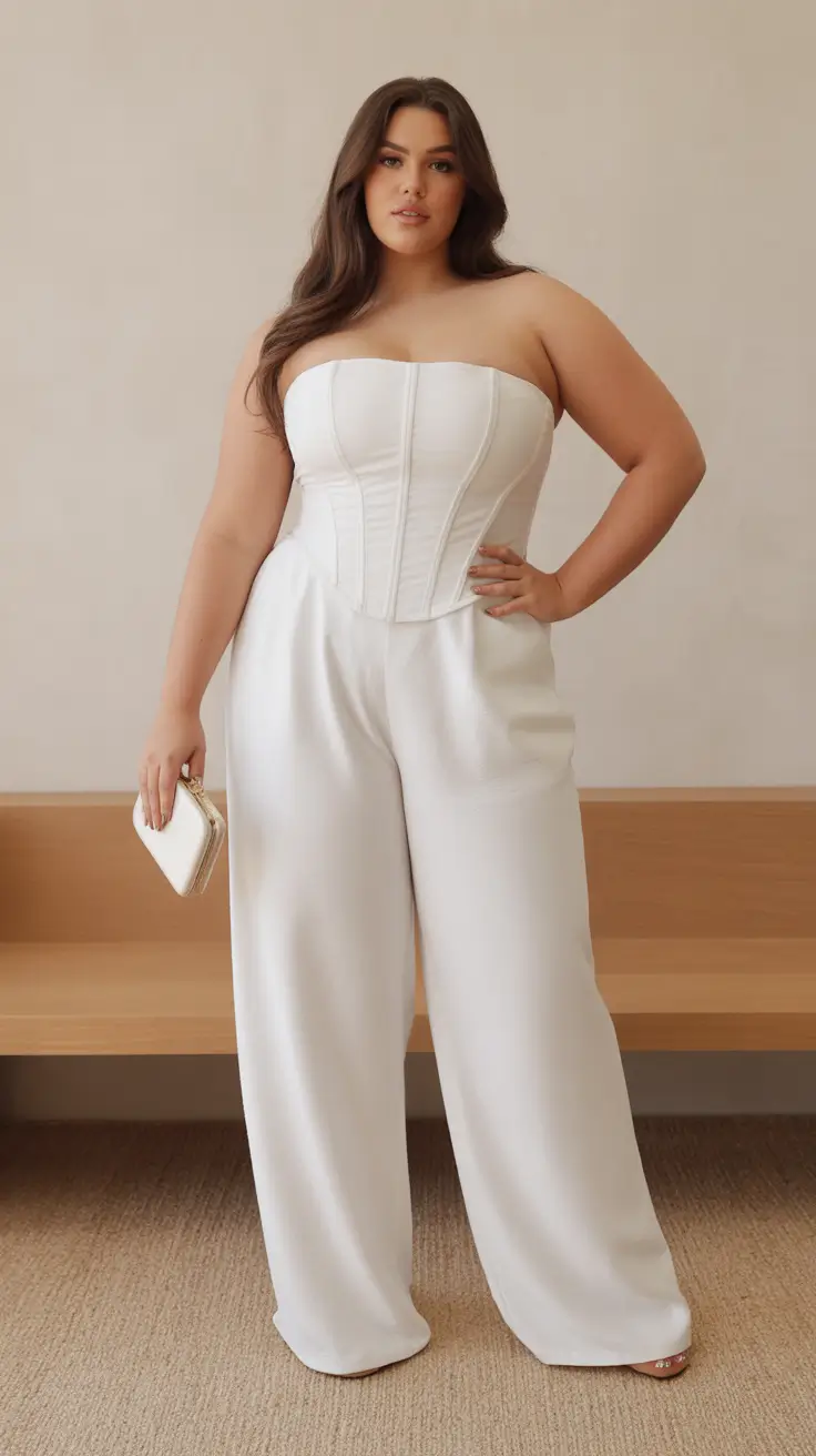 plus size outfits woman ideas White Corset Elegance