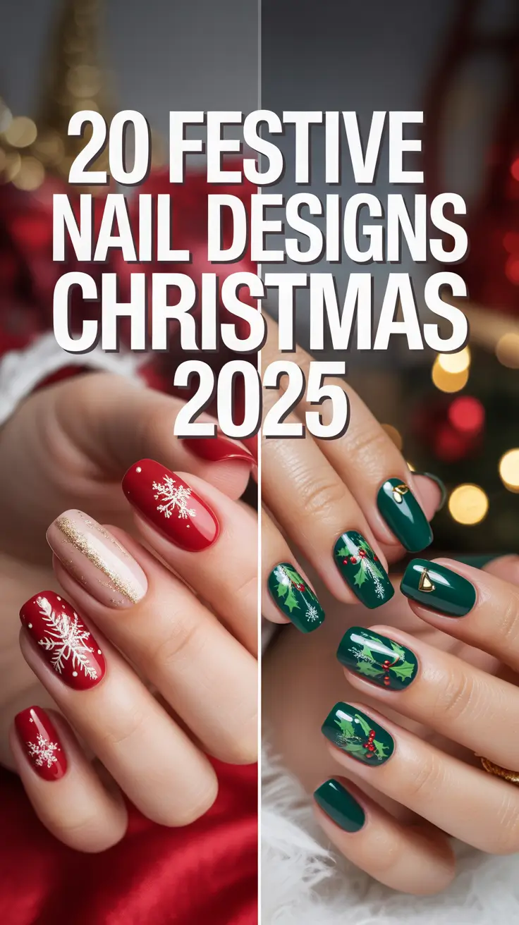 Festive Nail Designs Christmas 2025: Cute, Simple & Sparkling Holiday Ideas to Try This Season