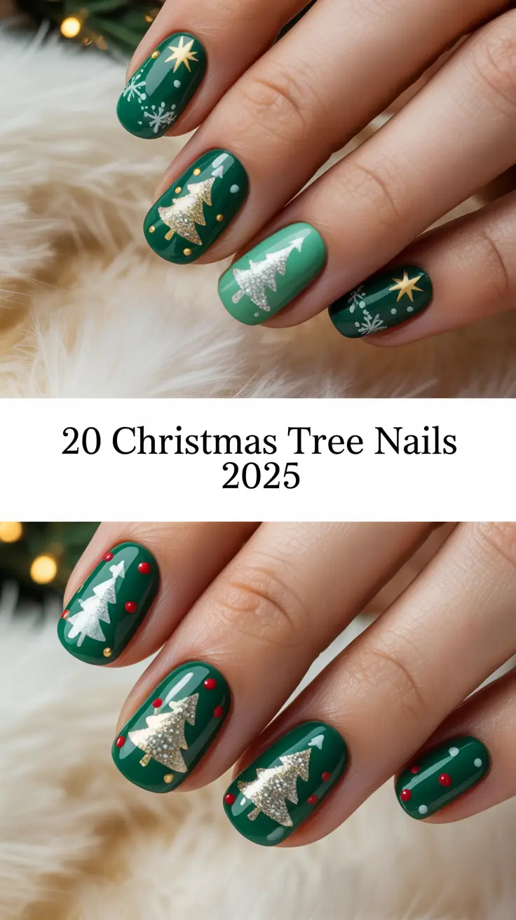 Christmas Tree Nails Ideas 2025: Cute Green & Gold Holiday Designs You’ll Love