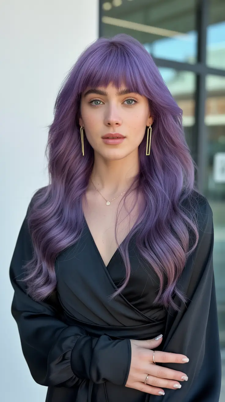 Rich Purple Hair Color 2026 Royal Mauve with Fringe