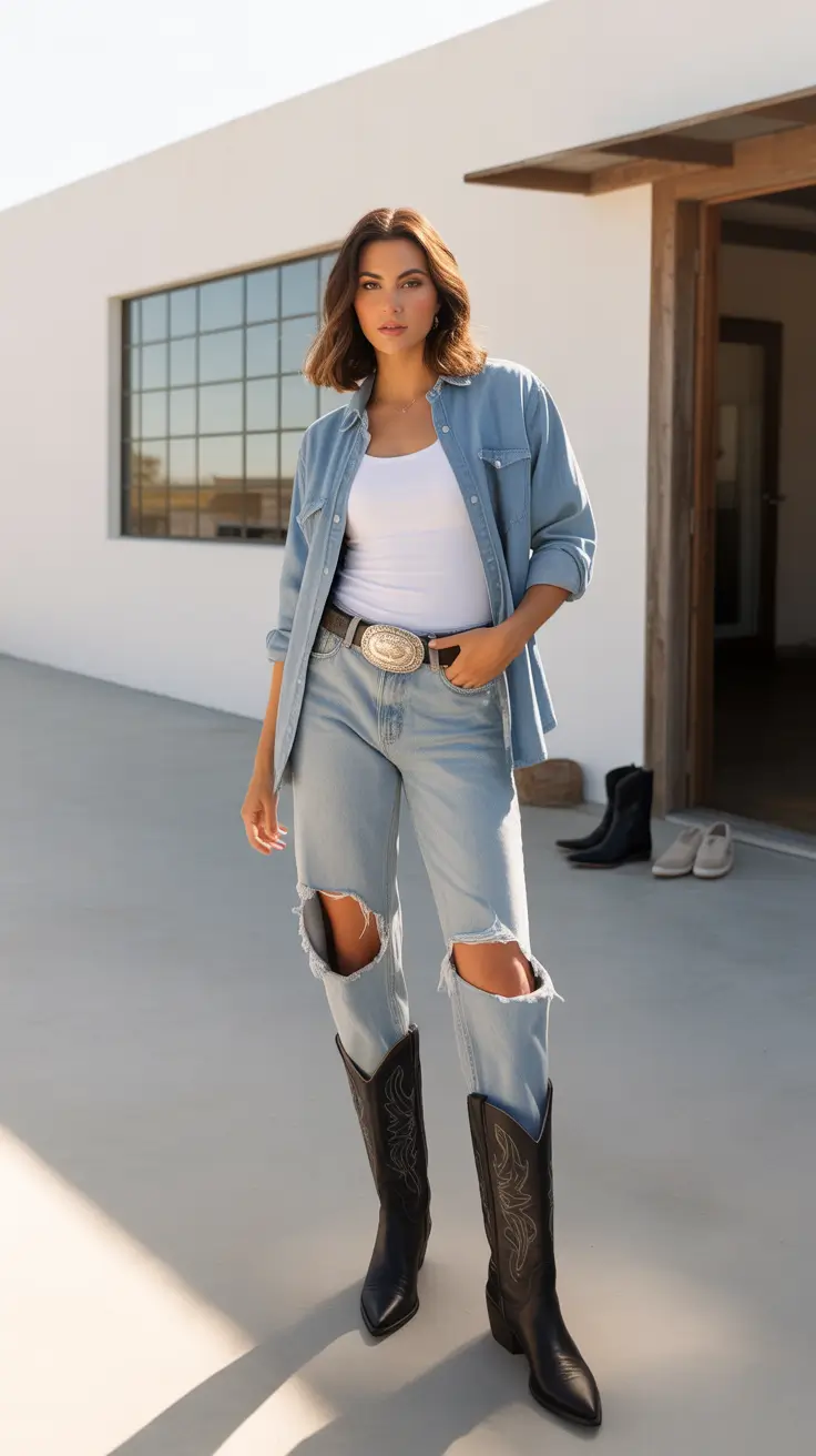 rodeo outfits for women 2026 Denim-on-Denim Done Right