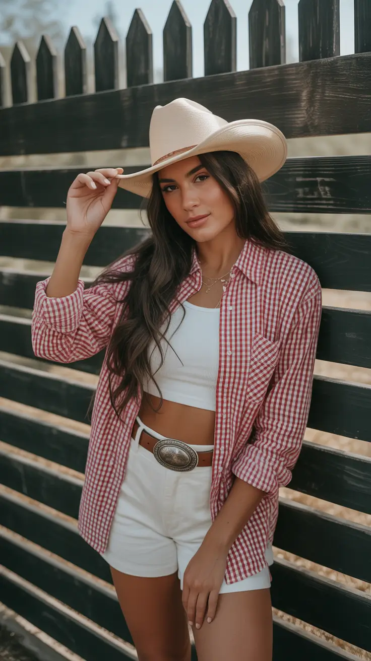 rodeo outfits for women 2026 Gingham Cowgirl Chic