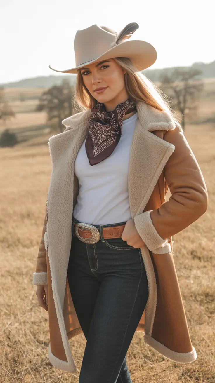 rodeo outfits for women 2026 Sunset Shearling Glam