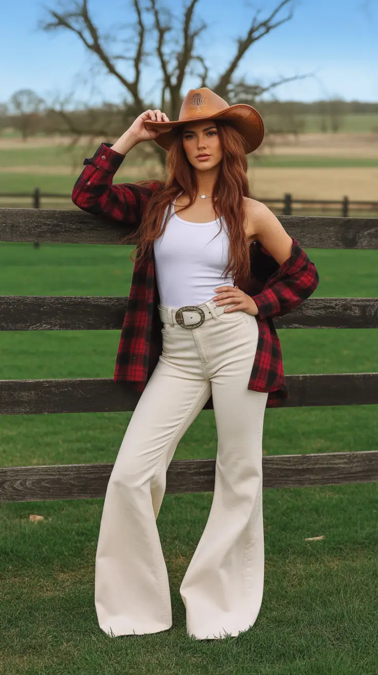 rodeo outfits for women 2026 Rustic Edge with a Pop of Plaid
