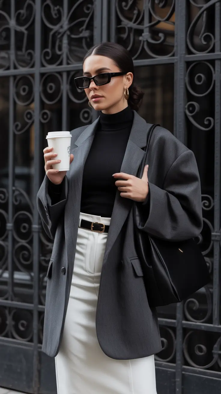 Stylish brunch outfits 2026 - Monochrome Minimalism With City Energy