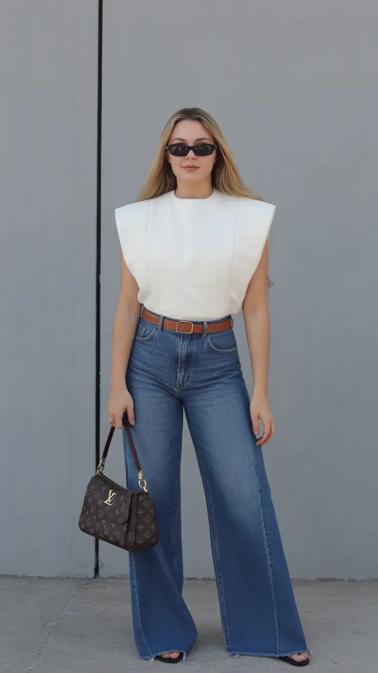Stylish brunch outfits 2026 - Structured Shoulders With Weekend Denim