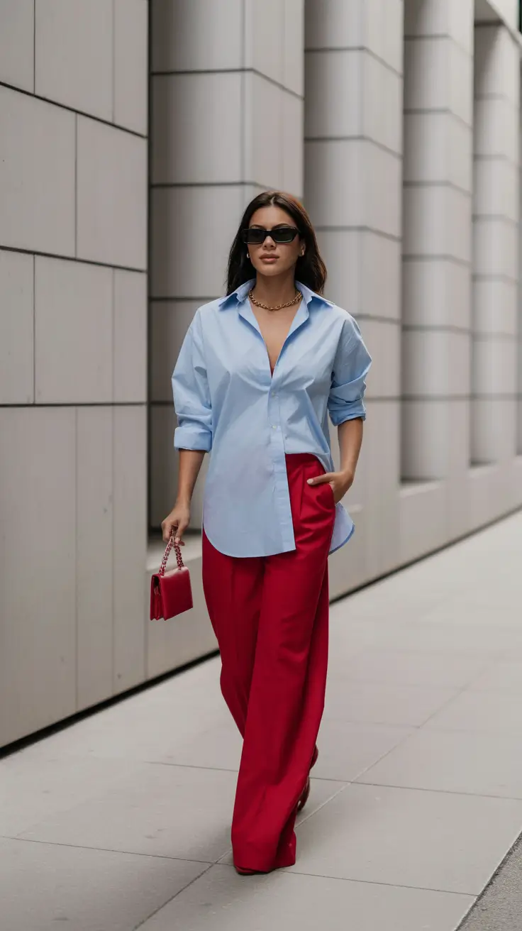 Stylish brunch outfits 2026 - Bold Color Blocking Power Moment