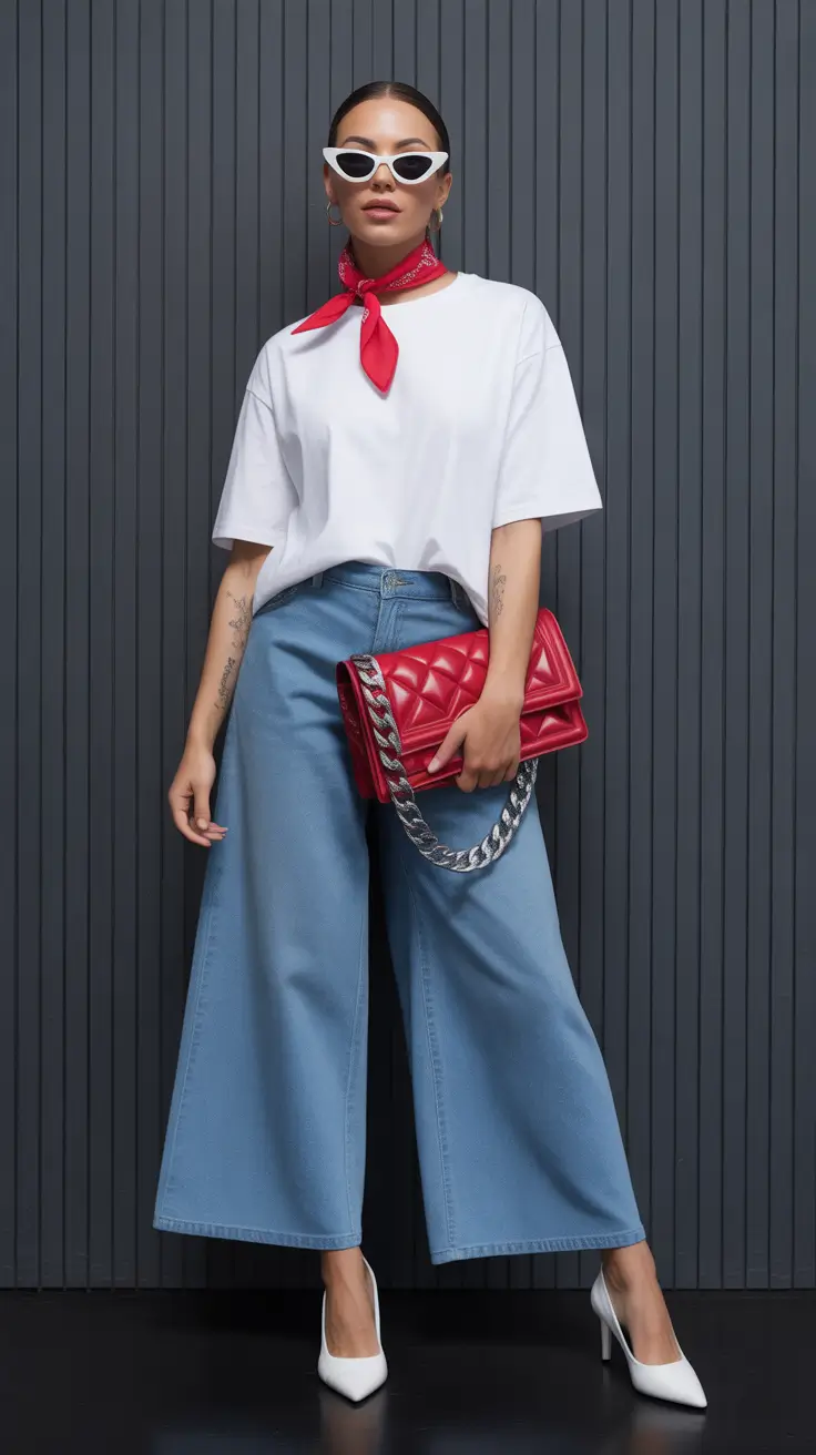 Stylish brunch outfits 2026 - Retro Street Chic in Red and White