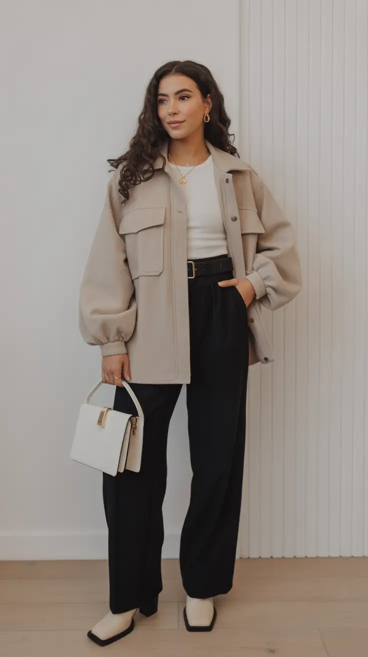 Stylish mom outfits 2026 Soft Neutrals With Volume and Polish