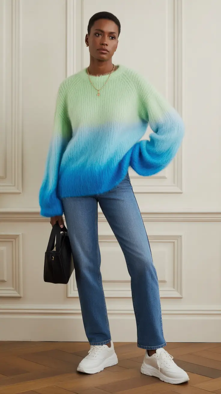 Stylish mom outfits 2026 Cool-Toned Gradient Knit Ease