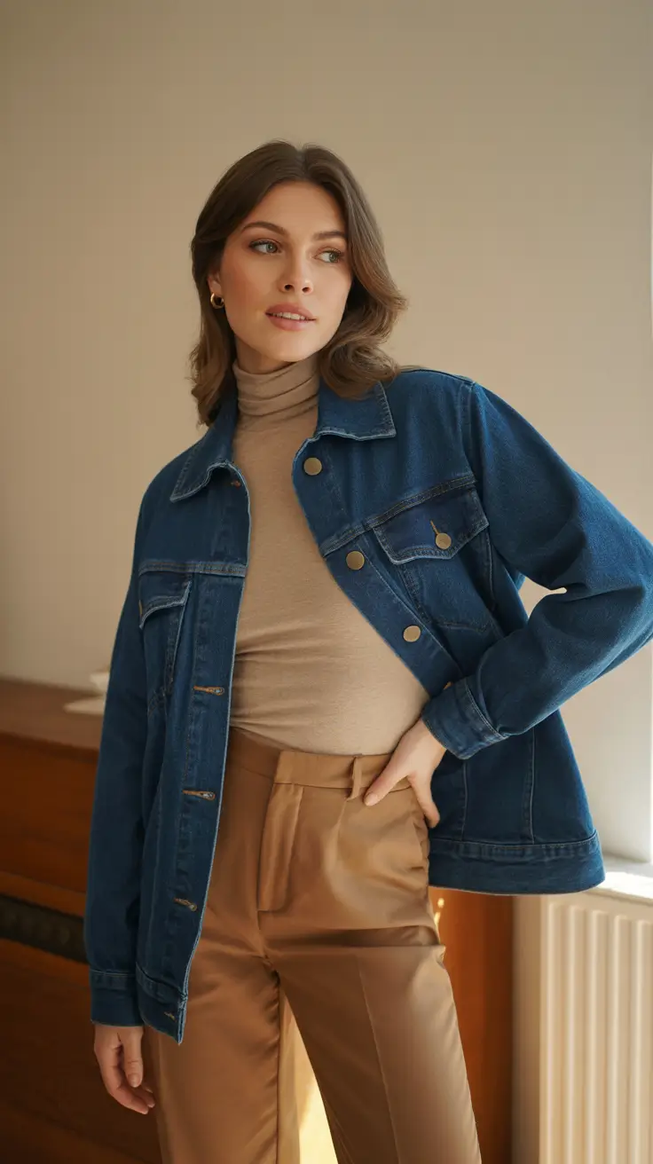 Stylish mom outfits 2026 Denim Jacket Neutral Harmony