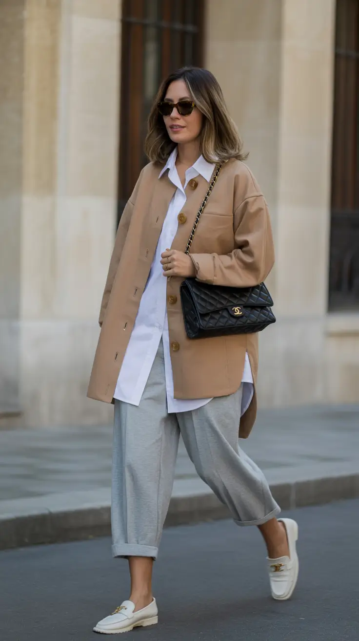Stylish mom outfits 2026 Soft Neutral Layers for Busy Days