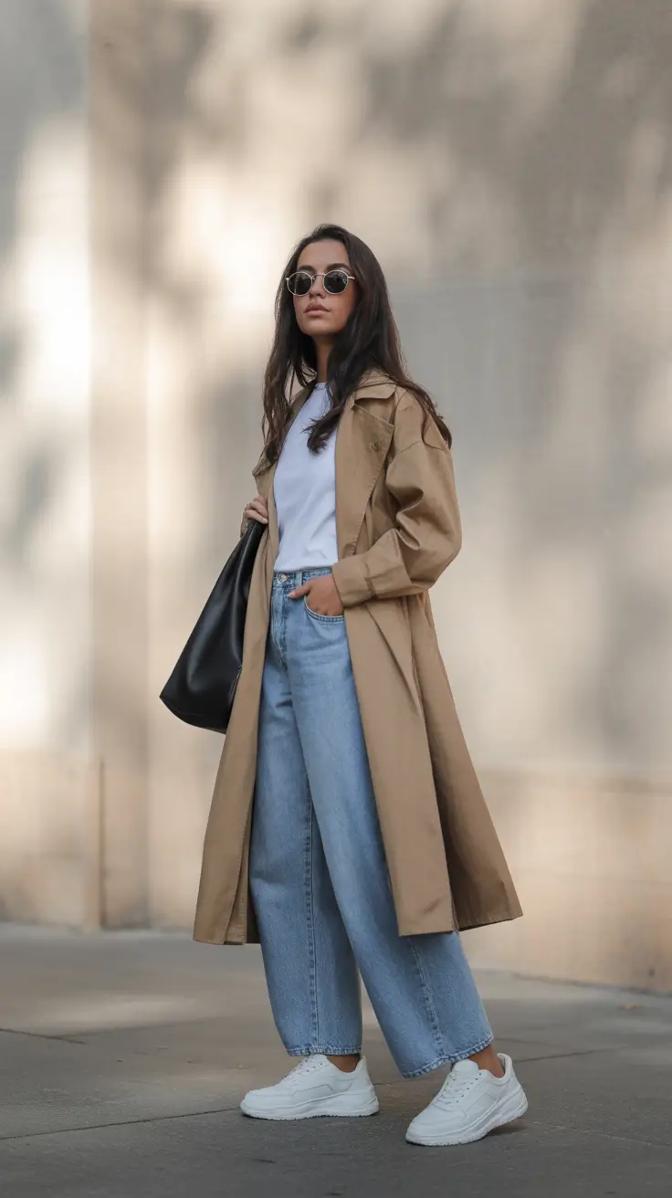 Stylish mom outfits 2026 Light Trench Ease for On-the-Go Days