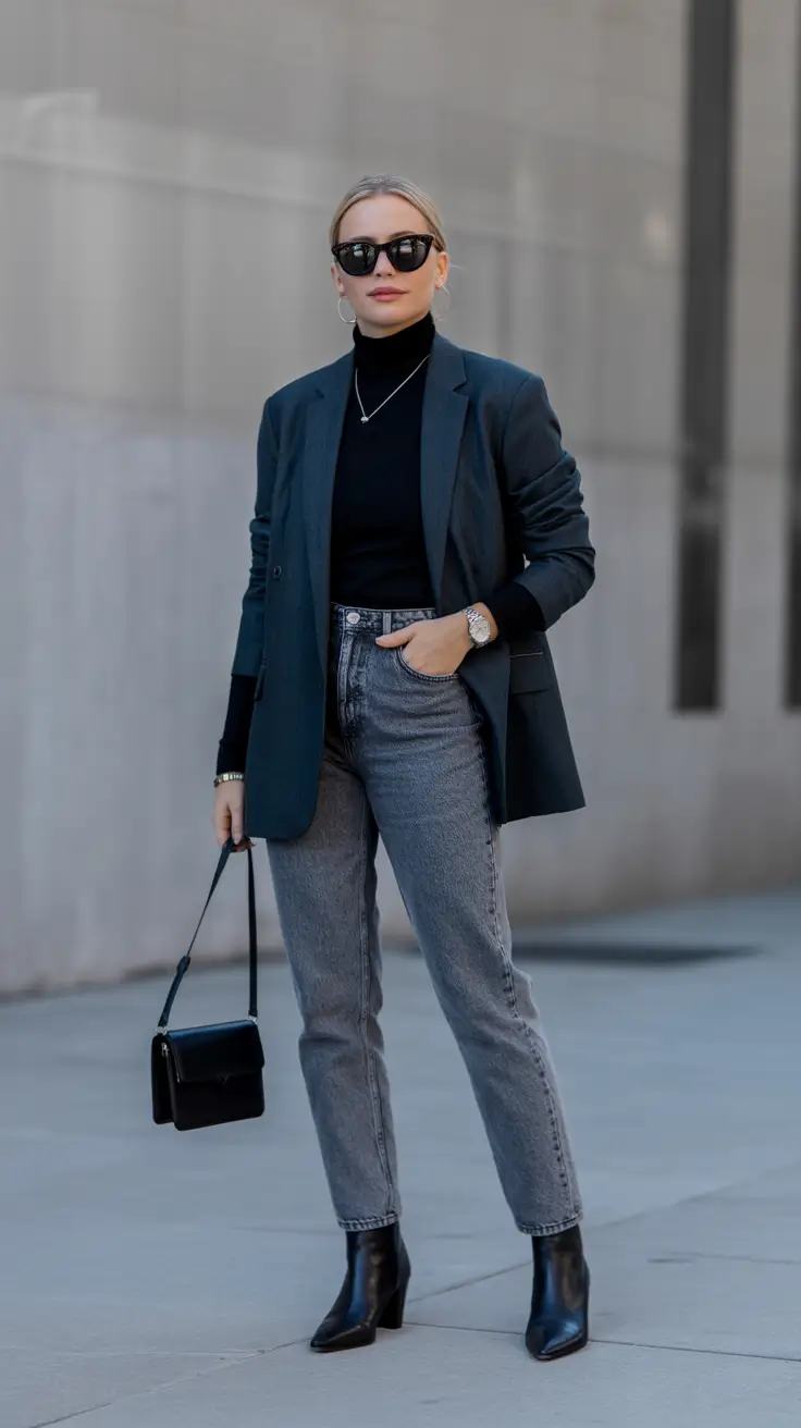 Stylish mom outfits 2026 Monochrome Power Layers