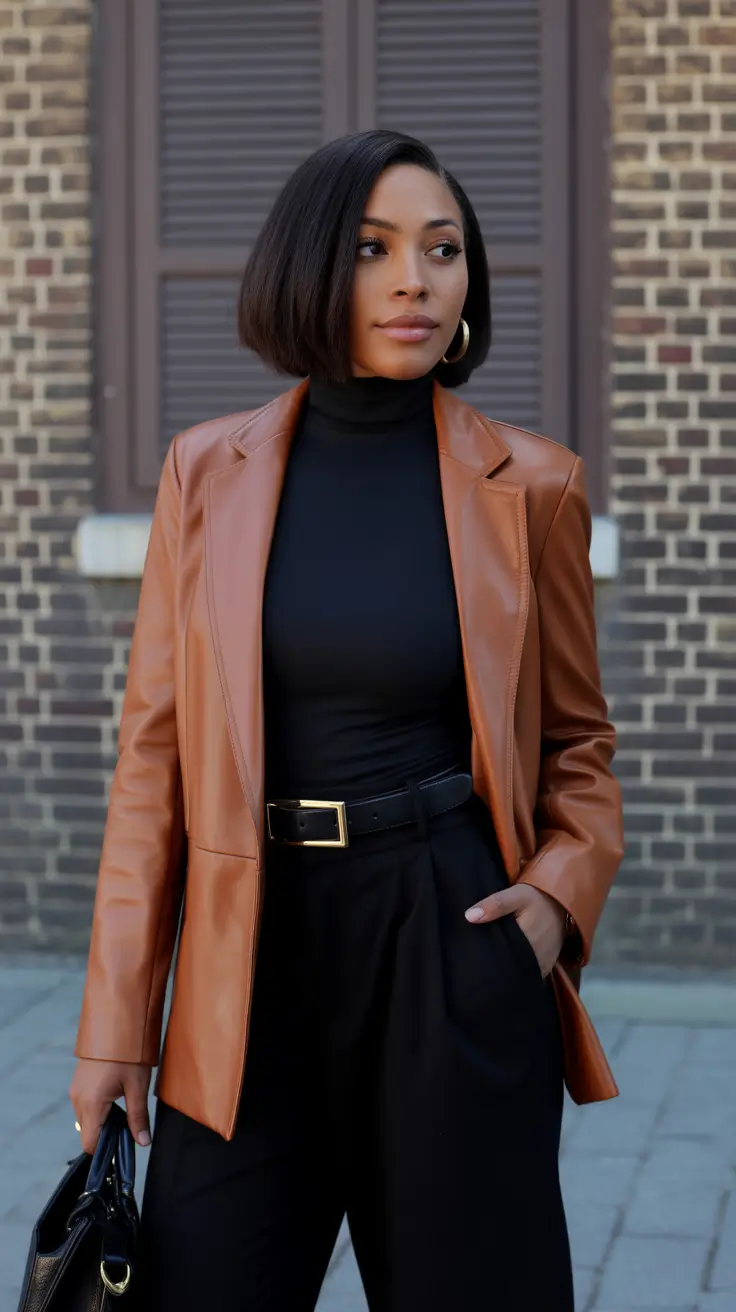outfits for black women winter Leather and Black Magic