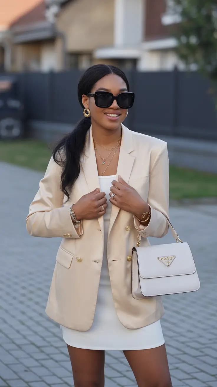 outfits for black women party Champagne Blazer Glow