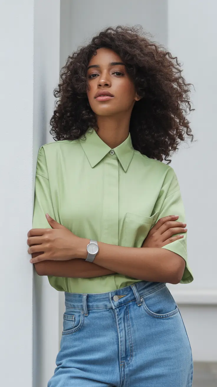 outfits for black women casual Fresh Mint and Denim Ease