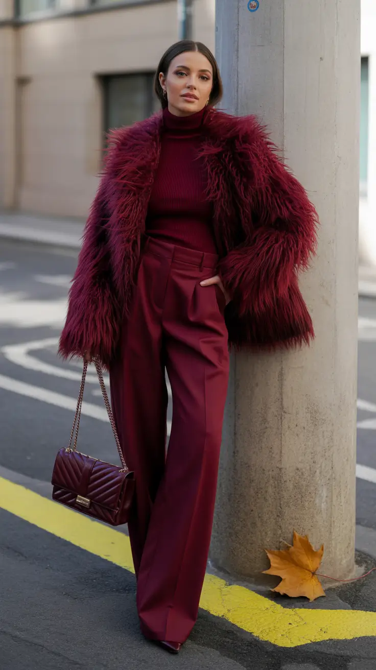 christmas outfits deep burgundy luxe layers