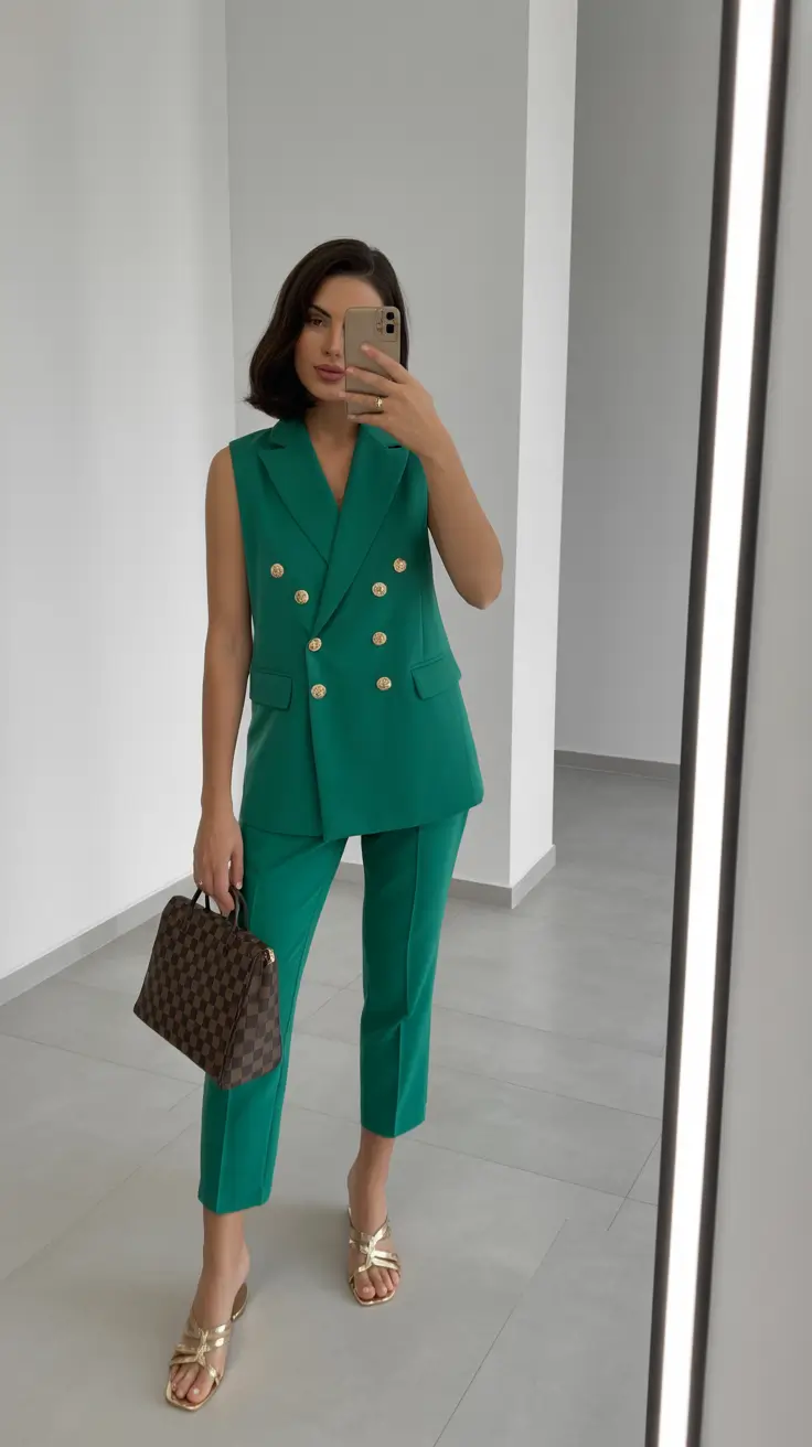 Trendy cute outfits 2026 Modern Emerald Power Suit