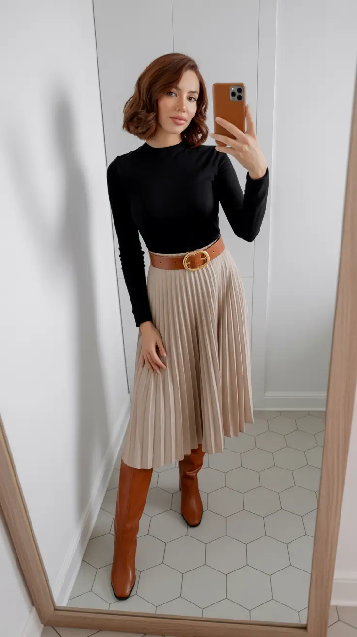 Trendy cute outfits 2026 Elegant Pleats & Autumn Tones