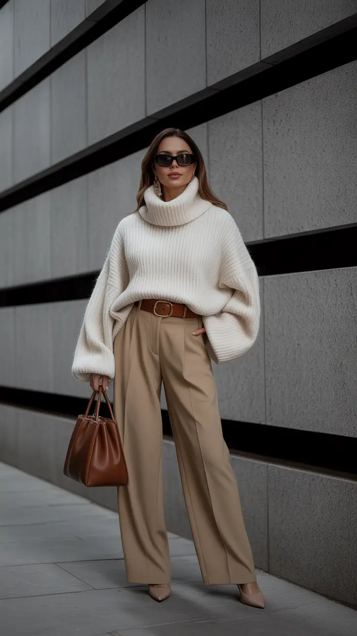 Trendy winter outfits 2026 Soft Neutrals and Structured Elegance