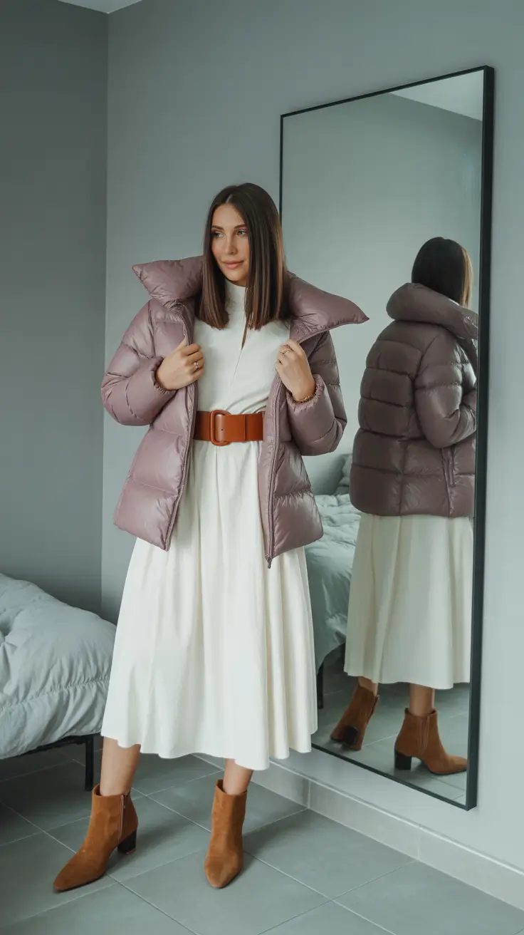 Trendy winter outfits 2026 Soft Puffer Romance