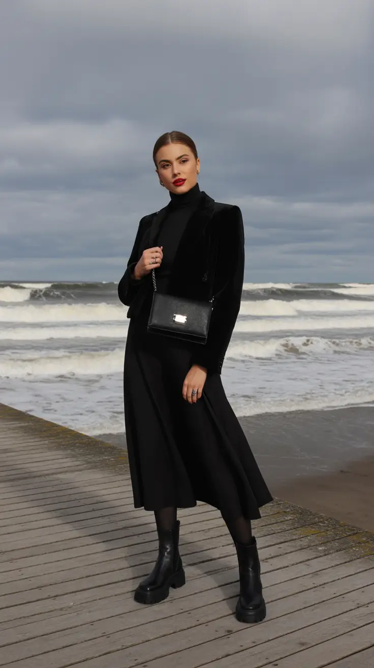 Trendy winter outfits 2026 Black Velvet Edge