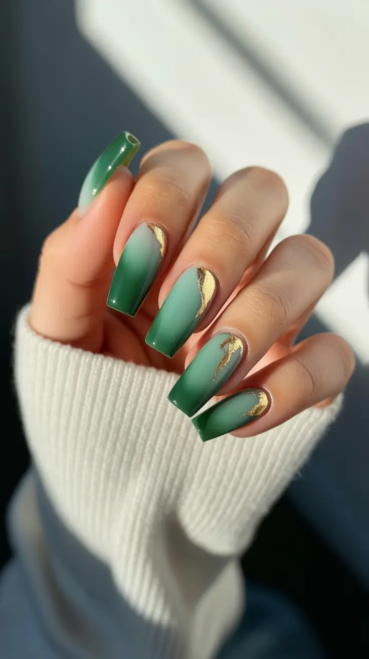 Winter Nails December 2025 Design Ideas Evergreen and Gold Whisper
