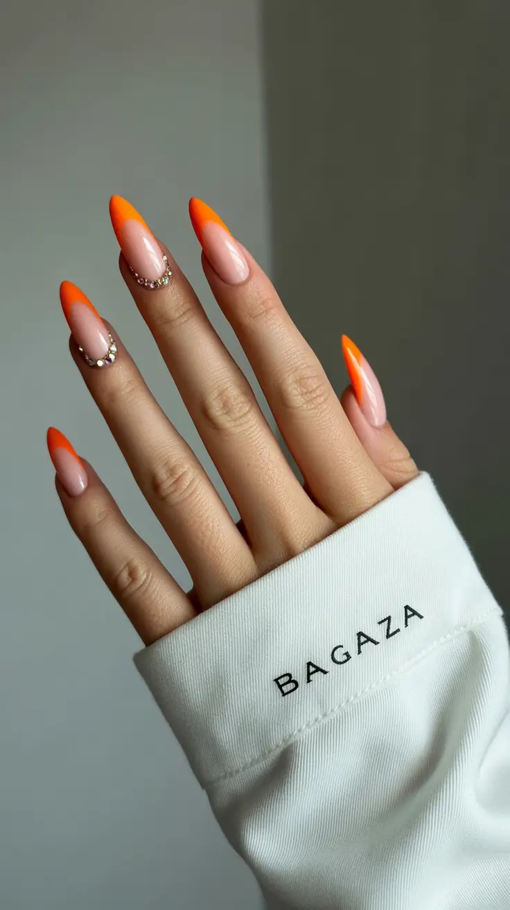 Winter Nails December 2025 Design Ideas Tangerine Flame Tips
