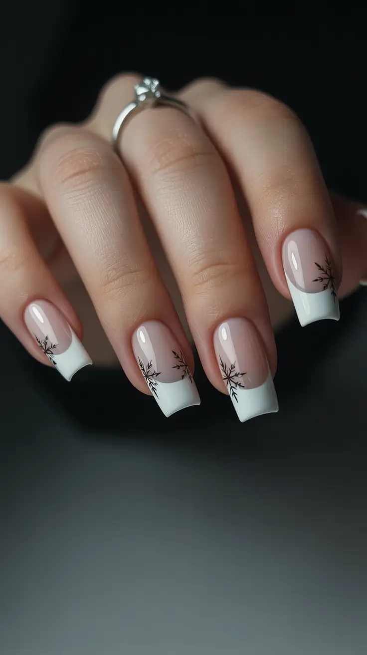 Winter Nails December 2025 Design Ideas Snowflake French